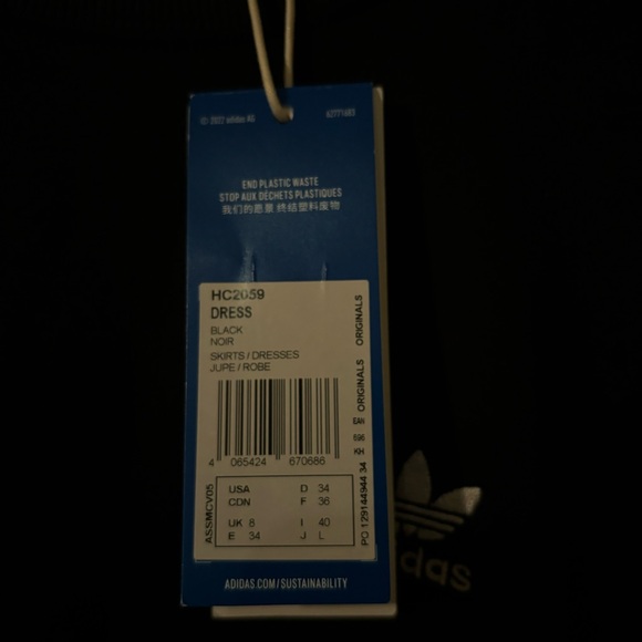 Adidas Black Midi Dress UK 8 or Size S - Picture 6 of 7